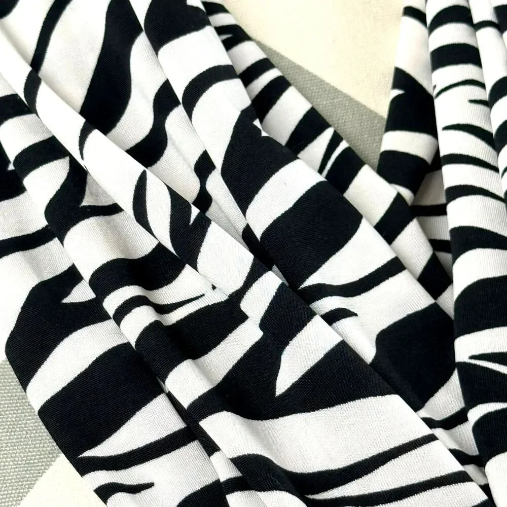 Black White Zebra Animal Print Lightweight Infinity Loop Scarf